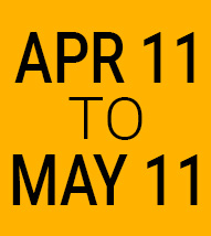 April 11-May 11 gold background black lettering