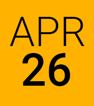 April 26 gold background black lettering