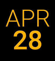 April 28 gold background black lettering