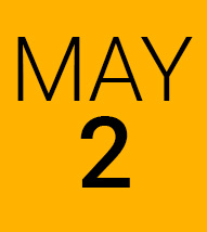 May 2 black lettering gold background